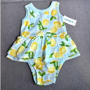Carter's Girls Baby Summer Spring Lemon Yellow Cotton Romper 18M